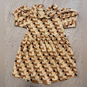 Kate Quinn Cream and Brown Dog Pattern Dress